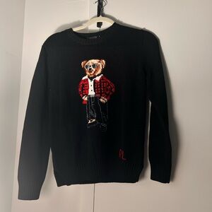 POLO RALPH LAUREN Black Sweater with Bear Design